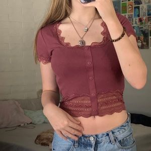 Forever 22 purple / red lace top